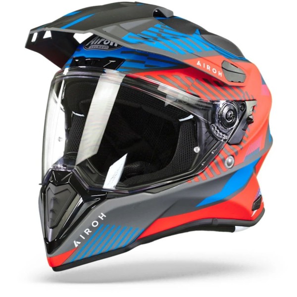 AIROH Commander Adventure Helmet - 'Boost' Red Blue Matt